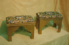 INDIAN STOOLS WITH HERMES SCARVES